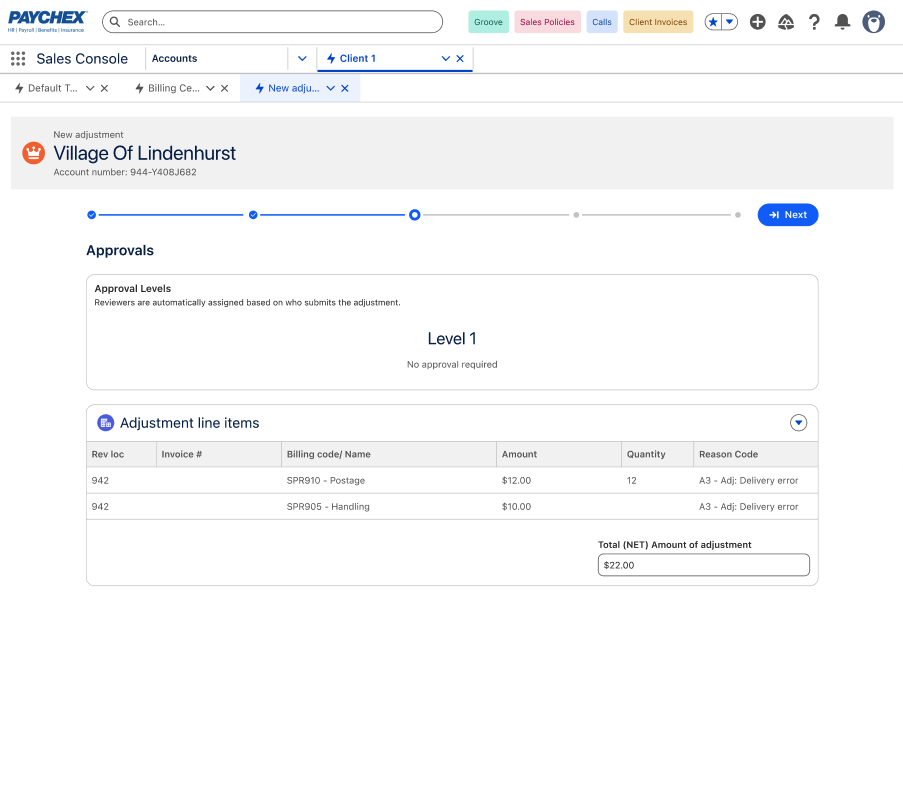 New adjustment step 3 — Adjust invoices.